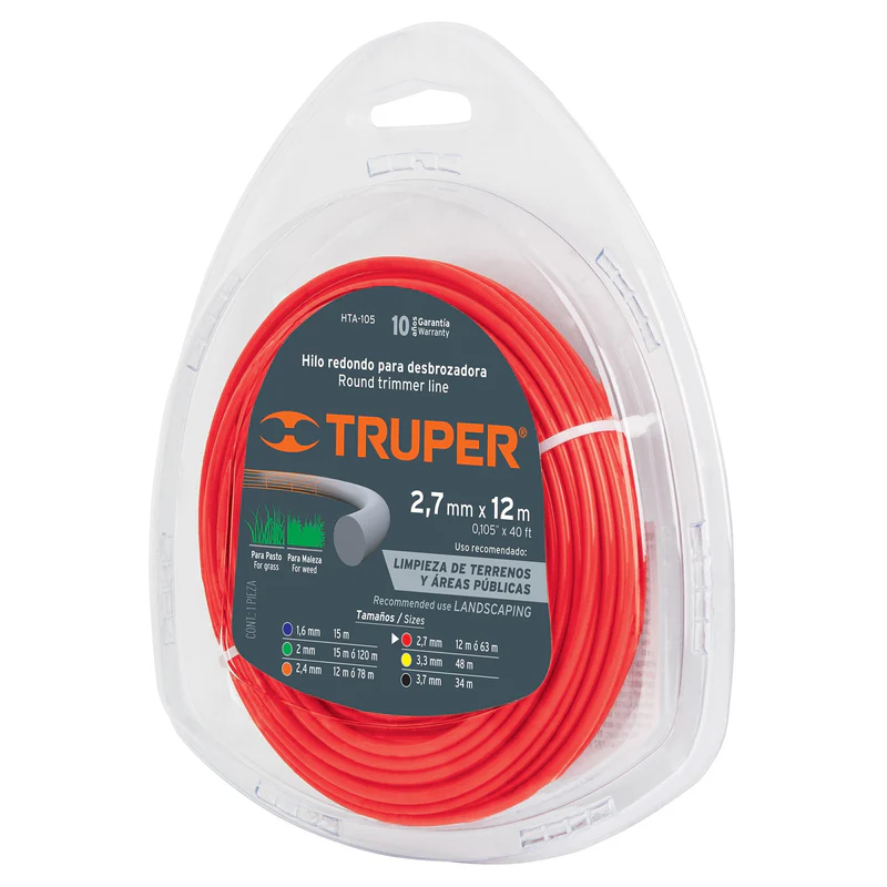 NYLON TRUPER ORILLADORA ROJO 2.70MM X METRO
