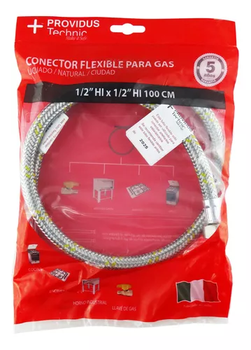 E2/ FLEXIBLE DE GAS PROVIDUS 1/2" HI X 1/2"HI 100CM 