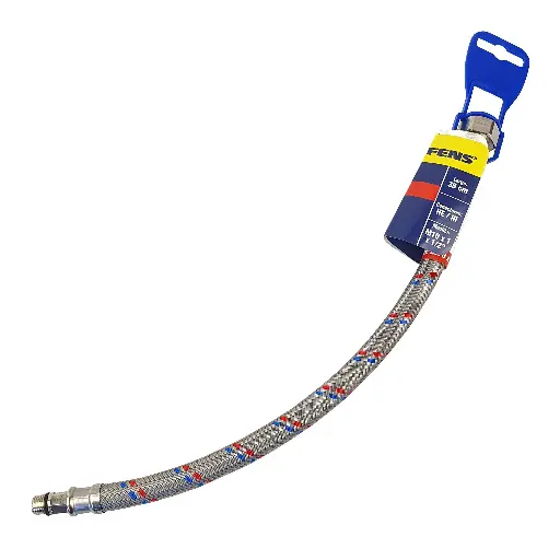 FLEXIBLE LAVAMANOS Y LAVAPLATOS HE-HI M10X1 X 1/2 35CM ROJO AZUL
